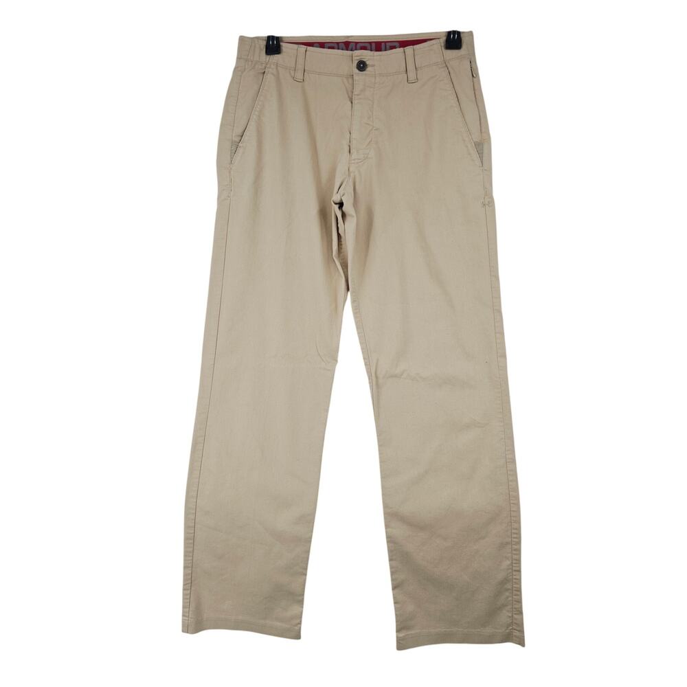 Under Armour Light Kahki Beige Utility Workwear Pant Khaki Tan Mens 34 x 34 3878